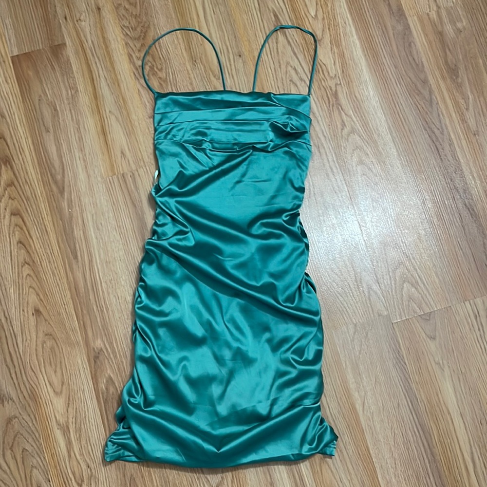 satin seafo green mini dress! size xs , from Sky To Moon